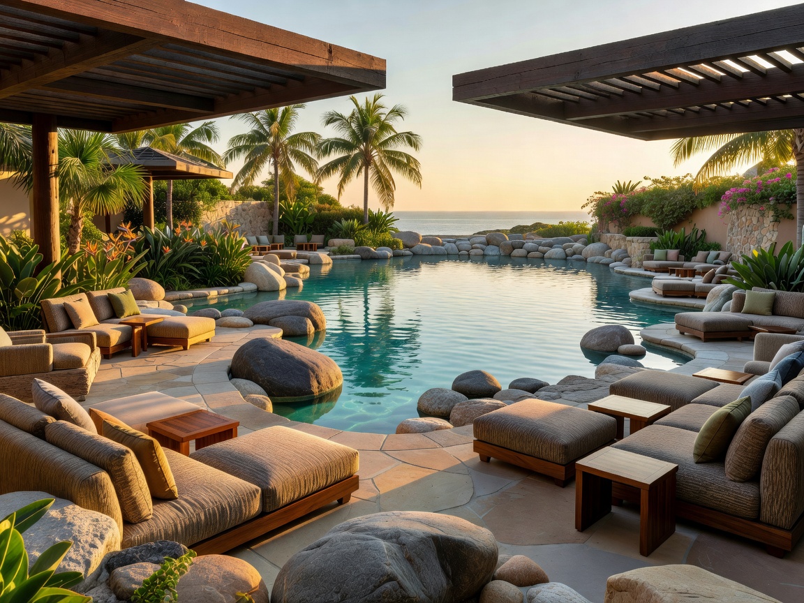 Luxury resort pool and lounge area representing River Rock